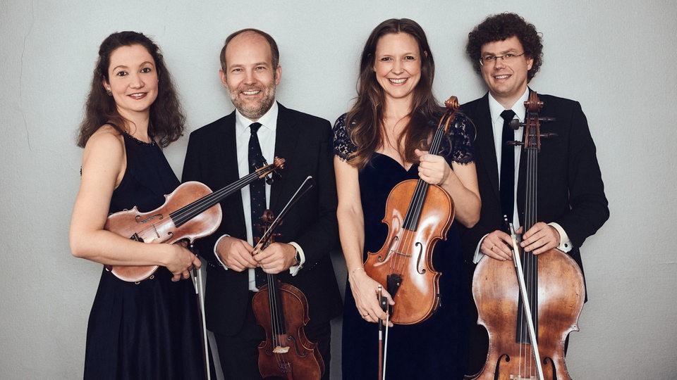 Das Amaryllis Quartett: Lena Sandoz, Gustav Frielinghaus, Mareike Hefti und Yves Sandoz mit ihren Streichinstrumenten