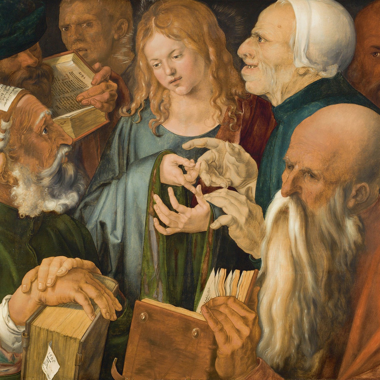 Gemälde von Albrecht Dürer 1506: Jesus mit den Schriftgelehrten von Madrid