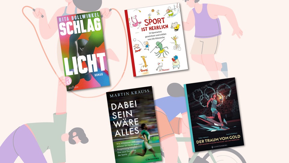 Diverse Cover von Büchern zum Thema Sport (Montage)