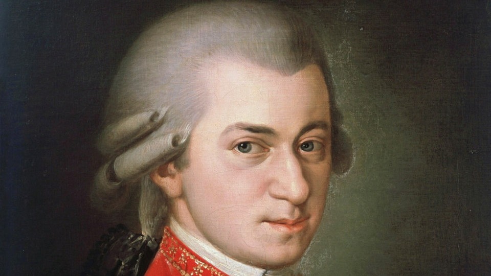 Porträt des Komponisten Wolfgang Amadeus Mozart, Öl auf Leinwand  